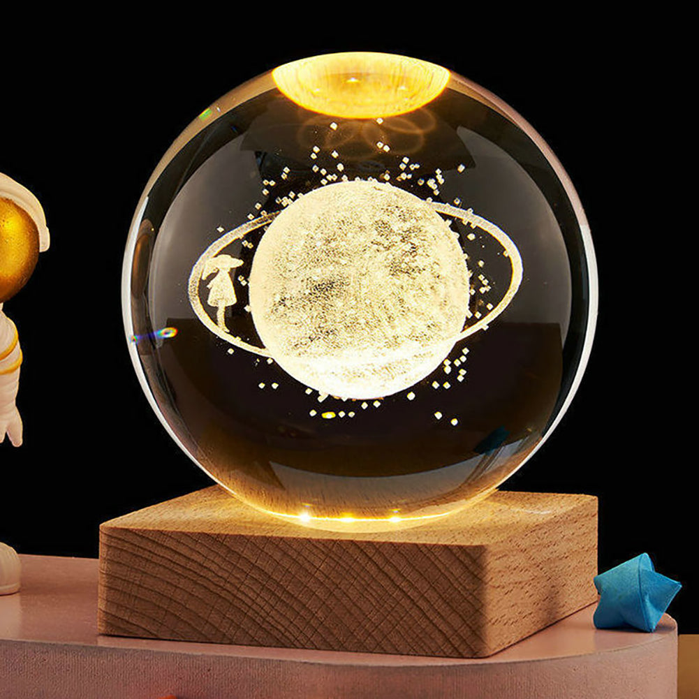 3D Crystal Ball Night Light: Mesmerizing LED Illumination with Intricate Designs